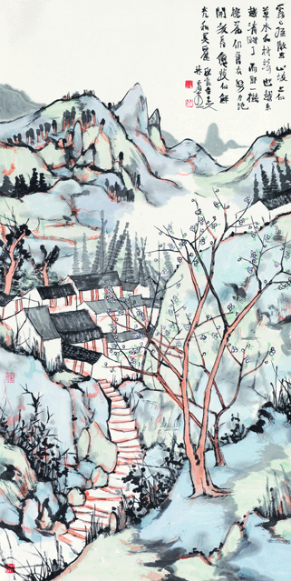 15218-雾已经散去--纸本水墨设色136x68cm--2015.gif